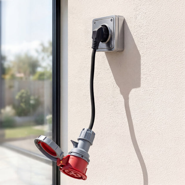 16A 5-polig naar Schuko adapter
