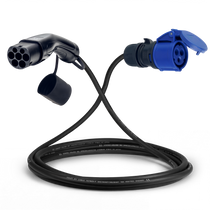 Adapterkabel type 2 (laadstationzijde) naar 16A 3-polige blauwe CEE contactdoos